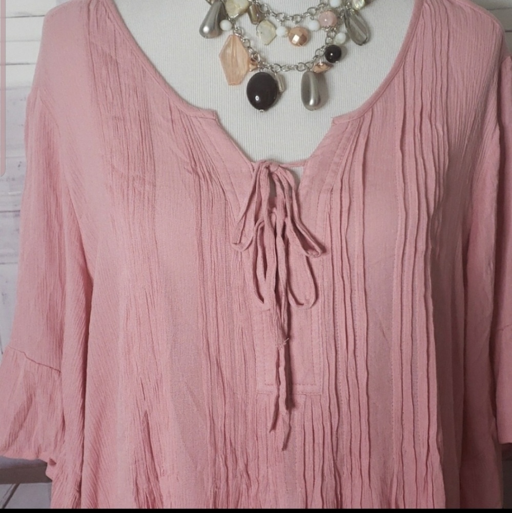 NEW STYLE & CO SIZE 1X MAUVE WOMENS BLOUSE TOP - Picture 3 of 7